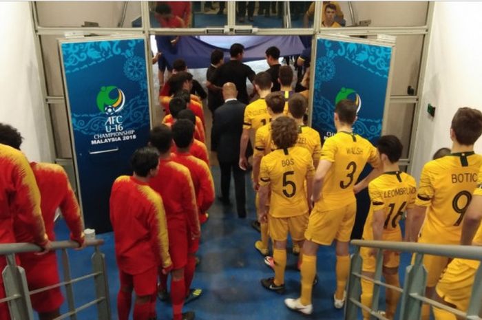 Timnas U-16 Indonesia Vs Australia dalam babak perempat final Piala Asia u-16 2018 di Stadion Nasional Bukit Jalil, Malaysia, Senin (1/9/2018).