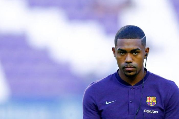 Pemain sayap Barcelona, Malcom, sebelum kick-off partai Liga Spanyol melawan Real Valladolid di Stadion Jose Zorrilla, 25 Agustus 2018.