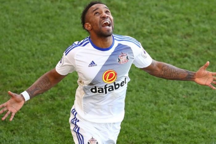 Selebrasi striker Sunderland, Jermain Defoe, seusai membobol gawang Crystal Palace dalam pertandingan Premier League 2016-2017 di Stadion Selhurst Park, London, Inggris, pada 4 Februari 2017.