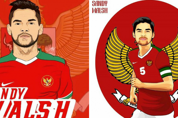 Lukisan Sandy Walsh memakai seragam timnas Indonesia dari masyarakat Indonesia.