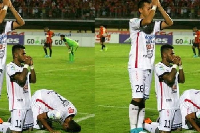 Sebuah foto selebrasi dari Laga Antara Bali United vs Perseru Serui Jadi Viral