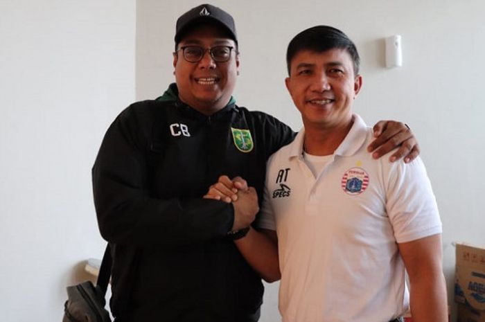 Manajer Persebaya Surabaya, Chairul Basalamah, dan manajer Persija Jakarta, Ardhi Tjahjoko