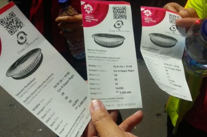 Tiket seremoni pembukaan Asian Games 2018 kategori A yang dibanderol seharga Rp 5 juta.