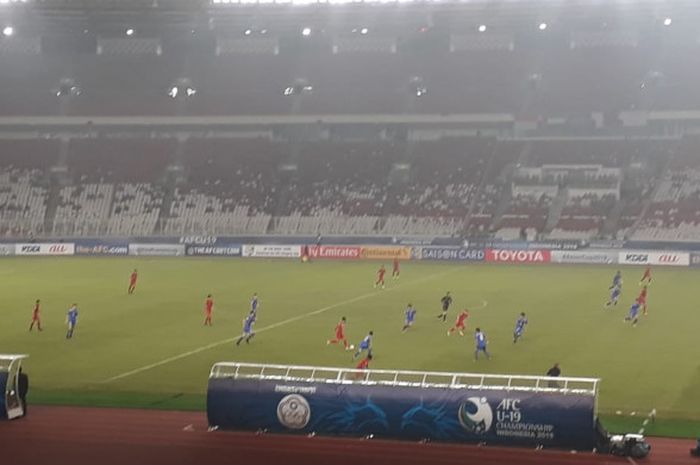 Timnas U-19 Indonesia vs timnas U-19 Taiwan di Stadion Utama Gelora Bung Karno (SUGBK), Jakarta pada Kamis (18/10/2018).