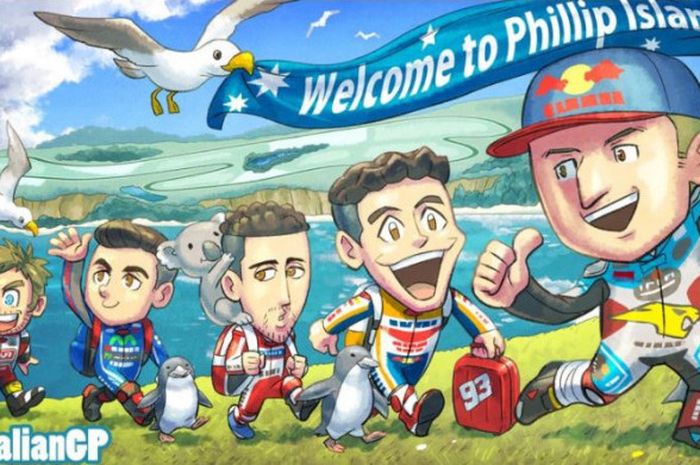 Gambar manga karya Ranka Fujiwara untuk MotoGP Australia 2017