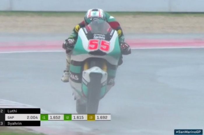 Hafizh Syahrin berhasil finis di posisi ke-3 pada ajang Moto2 yang digelar di Sirkuit Misano, Minggu (10/9/2017). 