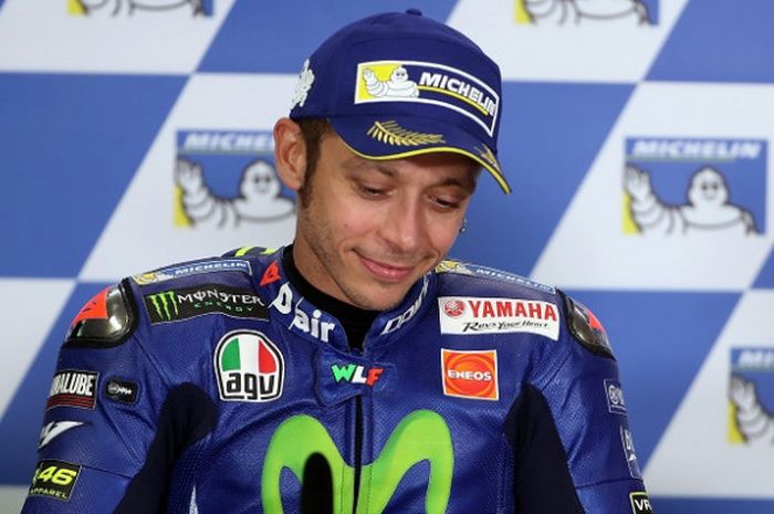 Pebalap Movistar Yamaha, Valentino Rossi, berbicara dalam konferensi pers setelah balapan GP Australia di Sirkuit Phillip Island, Minggu (22/10/2017).