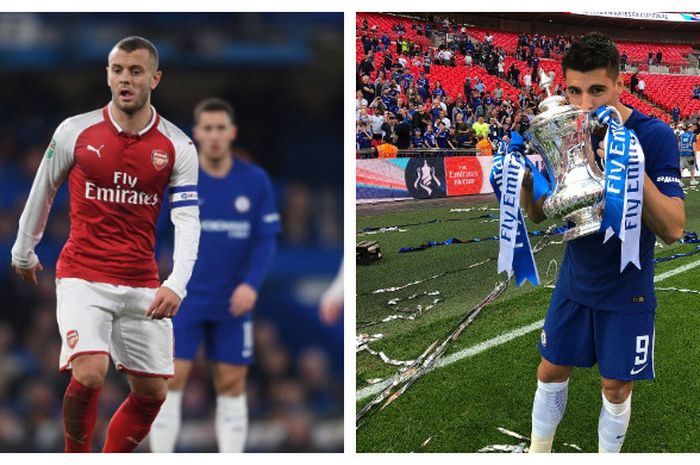 Jack Wilshere (kiri) dan Alvaro Morata 