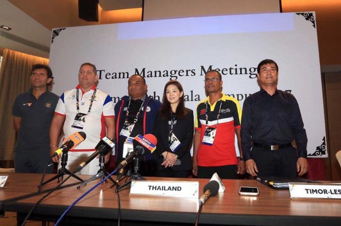 Watanya Mongopasi saat menghadiri konferensi pers dan pertemuan manajer tim SEA Games Malaysia 2017.