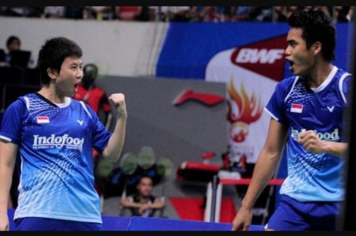 Tontowi Ahmad/Liliyana NAtsir di Kejuaraan Dunia 2013 di Guangzhou, China.