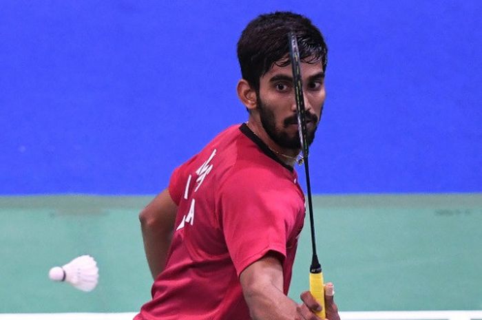 Pebulu tangkis tunggal putra India, Kidambi Srikanth, pada babak kedua India Open di Siri Fort Indoo