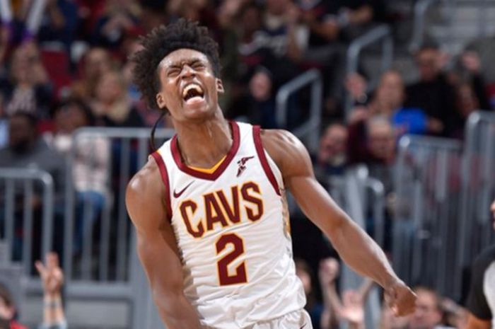 Ekspresi pemain rookie Cleveland Cavaliers, Collin Sexton, saat tampil pada laga lanjutan NBA 2018/19 kontra Atlanta Hawks yang digelar Selasa (30/10/2018).