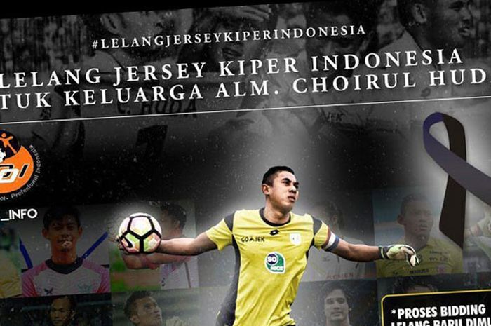  Laman lelang jersey kiper untuk Choirul Huda di akun Instagram Asosiasi Pesepakbola Profesional Indonesia. 