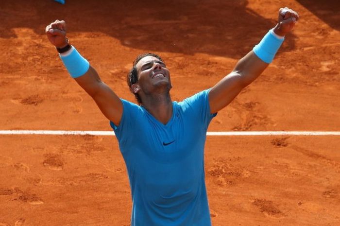 Rafael Nadal saat tampil pada turnamen tenis Grand Slam, Roland Garros 2018.