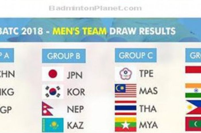 Hasil drawing Kualifikasi Piala Thomas 2018 zona Asia. 