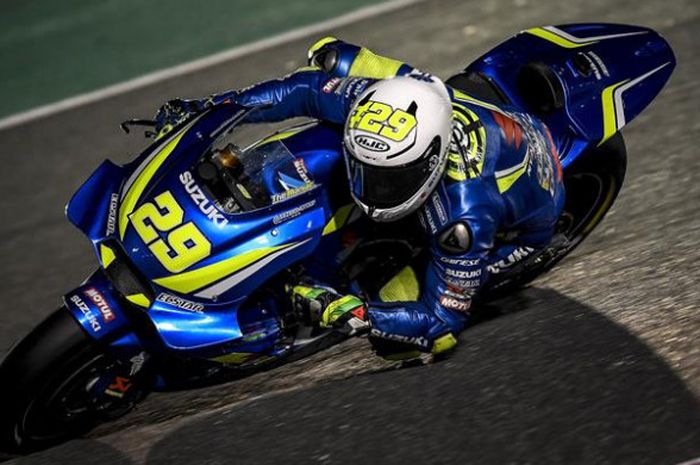 Andrea Iannone saat tes pramusim Qatar di SIrkuit Losail, Qatar, Kamis (1/3/2018).