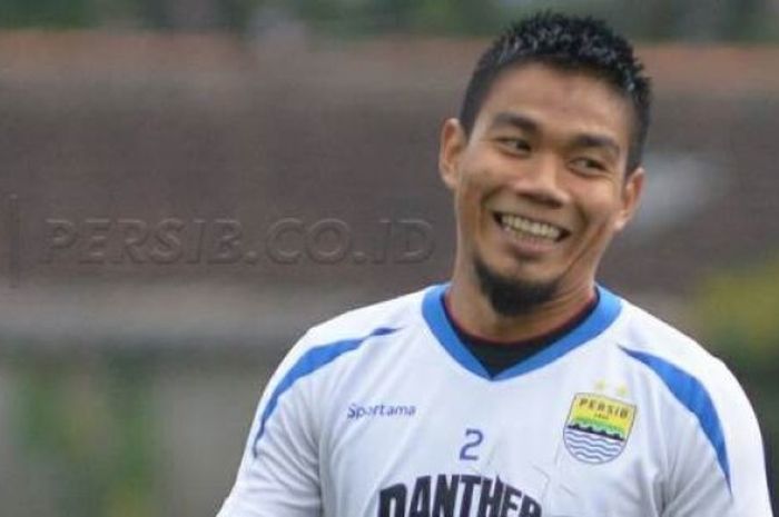 Wajah semringah bek Persib, Wildansyah seusai mencetak gol ke gawang Yahukimo FC pada uji coba di la