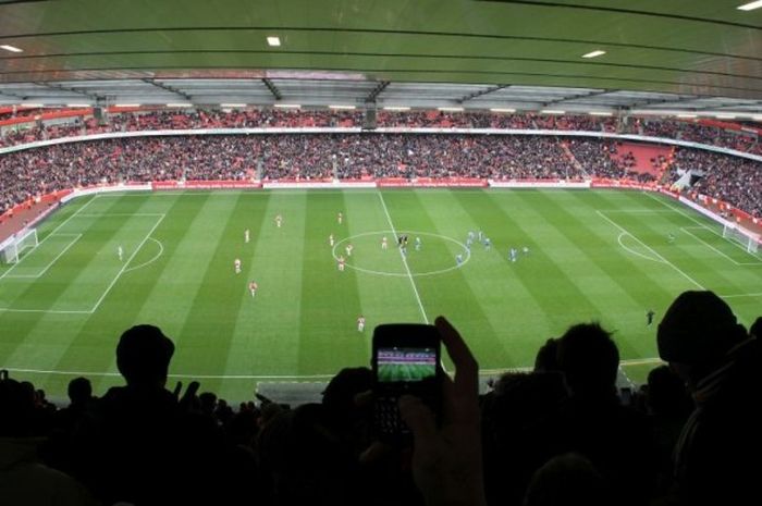 Suasana pertandingan Premier League antara Arsenal dan Wigan di Stadion Emirates, London, pada 22 Januari 2011.