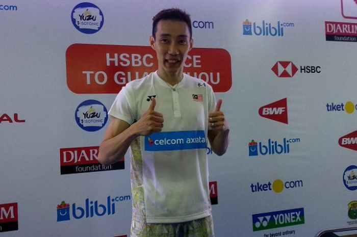 Pebulu tangkis tunggal putra Malaysia, Lee Chong Wei, saat menghadiri konferensi pers seusai laga semifinal Indonesia Open 2018, di Istora Senayan, Jakarta, Sabtu (7/7/2018).