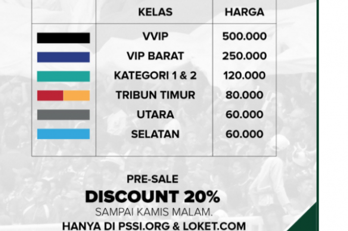 Harga tiket laga TImnas vs Guyana