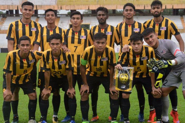 Timnas U-19 Malaysia jelang laga kontra timnas U-19 UEA pada uji coba jelang Piala Asia U-19 2018, 13 Oktober 2018. 