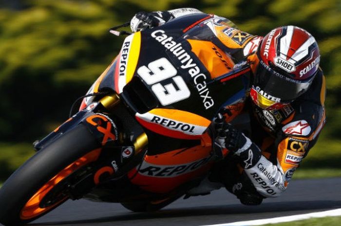 Marc Marquez menggeber motor Suter di tim Catalunya Caixa Repsol  saat di kelas Moto2.