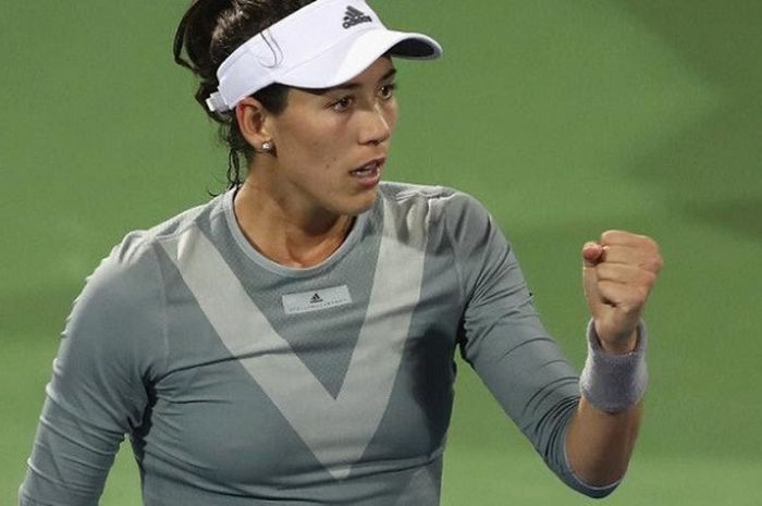 Petenis tunggal putri asal Spanyol, Garbine Muguruza, saat menjalani babak 16 besar Dubai Tennis Championships 2018.