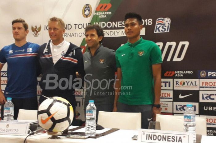 Preskon timnas Indonesia kontra Islandia di Hotel Fairmont, Sabtu (13/1/2018)