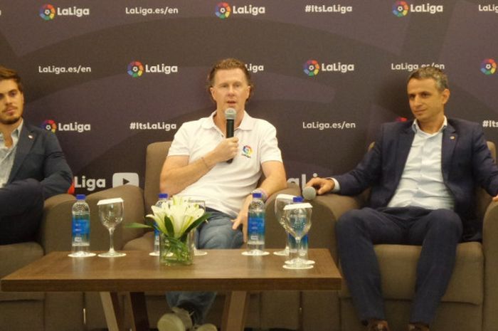 Konferensi pers musim baru La Liga bersama Steve McManaman di Hotel Gran Melia, Jakarta, Rabu (5/9/2018).