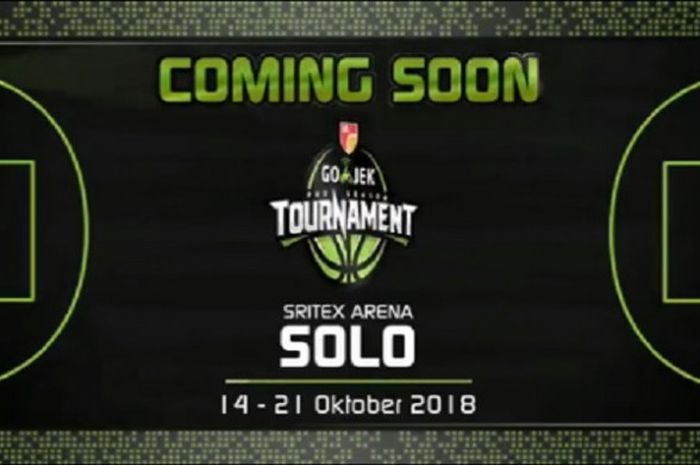 Poster turnamen pramusim IBL 2018 yang akan digelar di GOR Sritex Arena, Solo, pada 14-21 Oktober 2018.