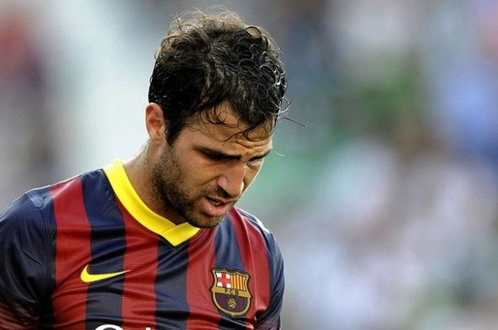 Cesc Fabregas kala masih berseragam FC Barcelona dalam laga La Liga kontra Elche, di Stadion Martinez Valero, 11 Mei 2014.