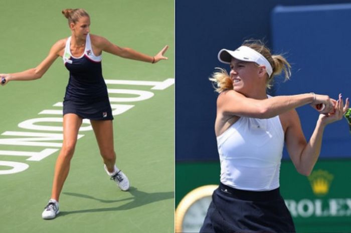 Karolina Pliskova (kiri) akan menghadapi Caroline Wozniacki (kanan) di babak perempatfinal Rogers Cup 2017 pada Jumat (11/8/2017).