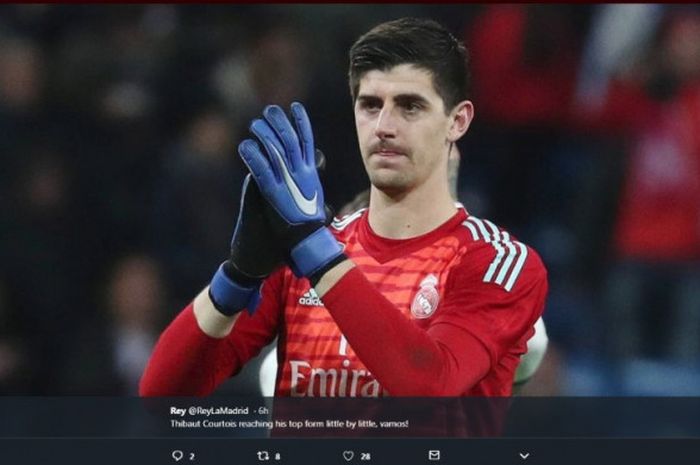 Kiper Real Madrid, Thibaut Courtois, menyebut angin sebagai faktor permainan kurang bagus Real Madrid melawan Huesca di Liga Spanyol