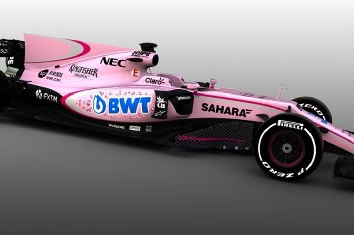 Mobil baru Sahara Force India yang diluncurkan secara online, Selasa (14/3/2017).