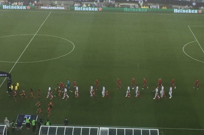 Suasana sesaat sebelum kick-off partai International Champions Cup (ICC) Juventus vs Bayern Muenchen, Kamis (26/7/2018) di Lincoln Field, Amerika Serikat.