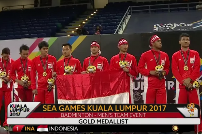 Indonesia menyabet emas pada nomor beregu putra bulu tangkis SEA Games 2017. 