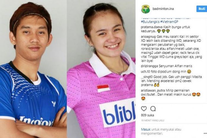 Alfian Eko Prasetya/Melati Daeva Oktavianti, juara sektor ganda campuran Vietnam Open 2017. 