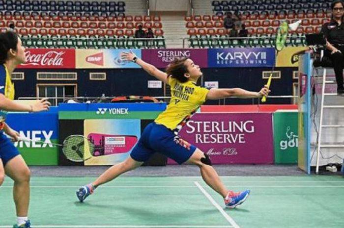 Pasangan ganda putri Malaysia, Vivian Hoo/Yap Cheng Wen, saat menjalani laga melawan Nami Matsuyama-