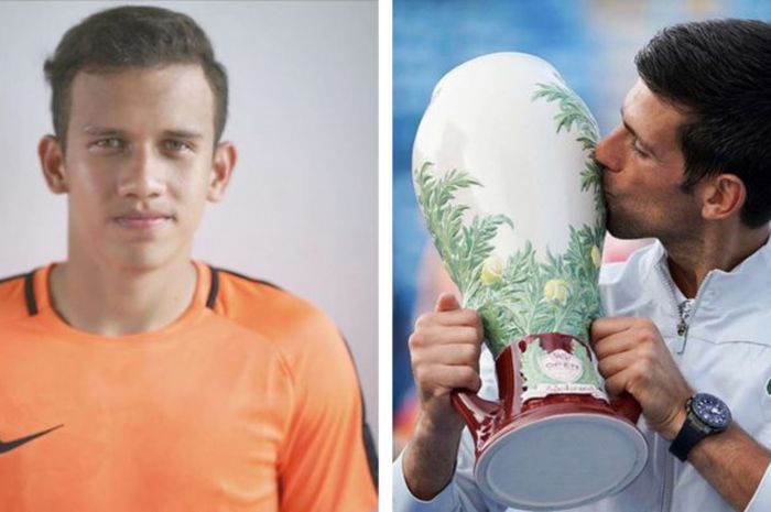 Egy Maulana Vikri (kiri) dan Novak Djokovic (kanan).