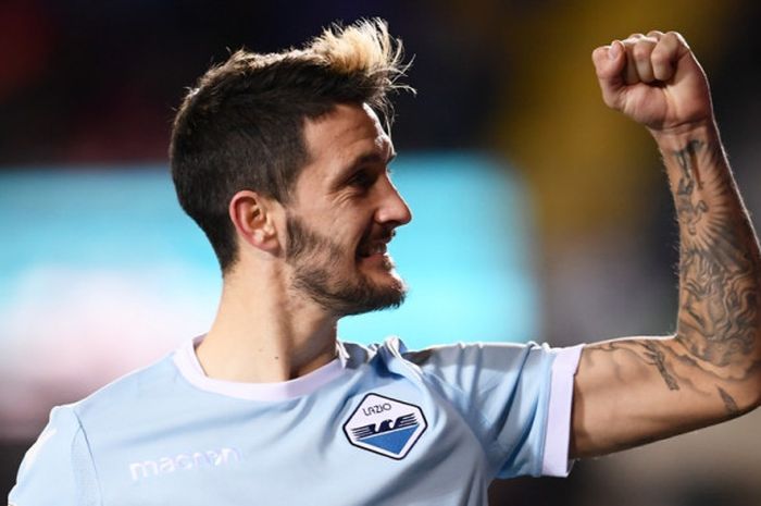 Reaksi gelandang serang Lazio, Luis Alberto Romero Alconchel, dalam laga Liga Italia kontra Atalanta di Stadion Atleti Azzurri d'Italia, Bergamo, pada 17 Desember 2017.