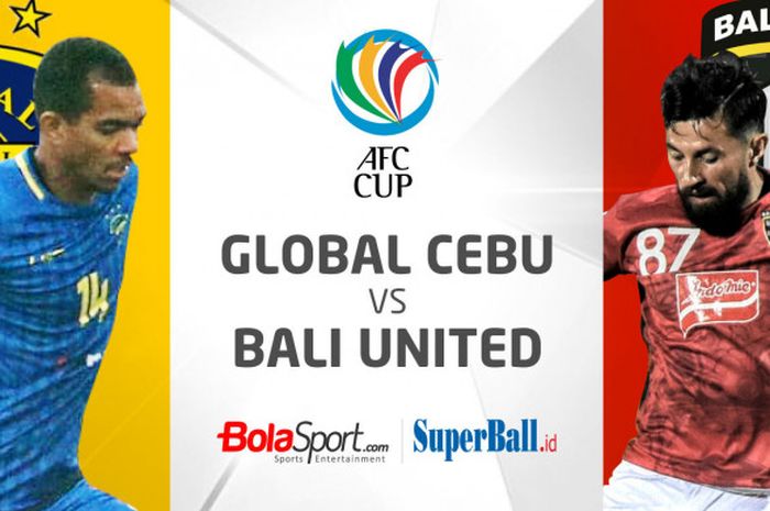 Global Cebu menjamu Bali United pada match day kedua Grup G Piala AFC, di Stadion Rizal Memorial, Manila, Filipina, Selasa (27/2/2018).