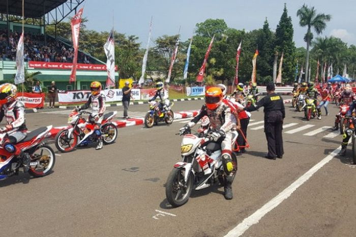 HDC 2018 Kelas bebek 150cc tune up seeded yang digelar di Sirkuit Brigif, Cimahi, Jawa Barat pada Minggu, (22/4/2018).