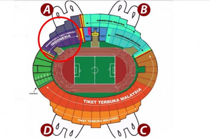 Denah Stadion Shah Alam dalam Laga Semifinal antara Indonesia vs Malaysia