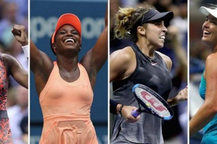 Empat petenis putri Amerika Serikat (dari kiri ke kanan), Venus Williams, Sloane Stephens, Madison Keys, CoCo Vandeweghe, berhasil menjadi semifinalis turnamen AS Terbuka 2017.