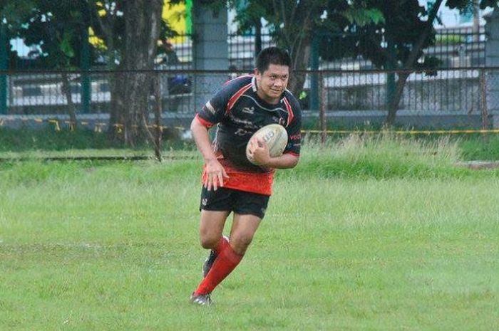 Eks atlet Rugbi Indonesia, Alton Annar, saat berlaga bersama klub Jakarta Banteng.