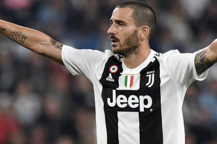   Bek tengah Juventus, Leonardo Bonucci, dalam laga melawan Inter Milan pada pekan ke-15 Liga Italia musim lalu