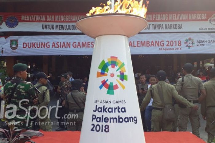 Api Obor Asian Games 2018 telah memasuki Kota Solo, Jawa Tengah, pada Kamis (19/7/2018). 