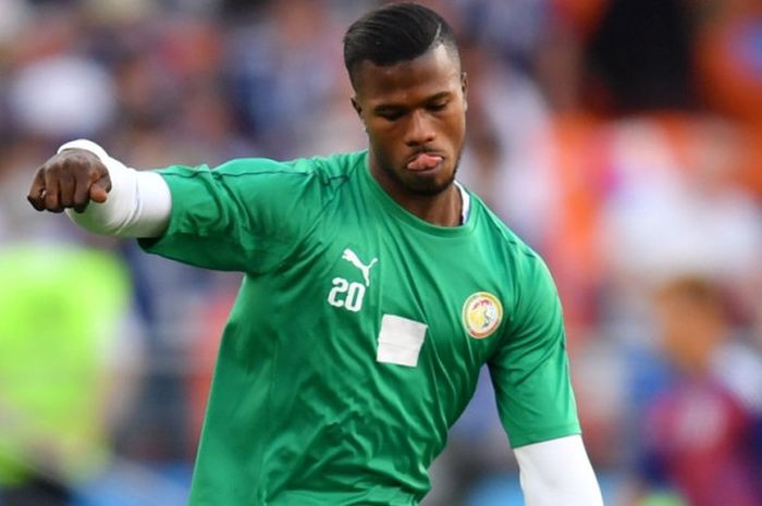 Aksi Keita Balde Diao dalam sesi latihan timnas Senegal di Ekaterinburg Arena, Rusia, 24 Juni 2018, jelang pertandingan Piala Dunia 2018.