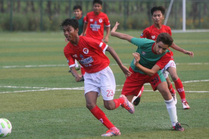 Playmaker tim pelajar Indonesia U-15, Saiful, saat menghadapi tim asal Mesir, Alexandria Sporting Club, di Piala Gothia China 2017, Selasa (15/8)