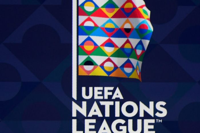 Logo UEFA Nations League atau Liga Negara Eropa terlihat dalam acara pengundian di Lausanne, Swiss, 24 Januari 2018.